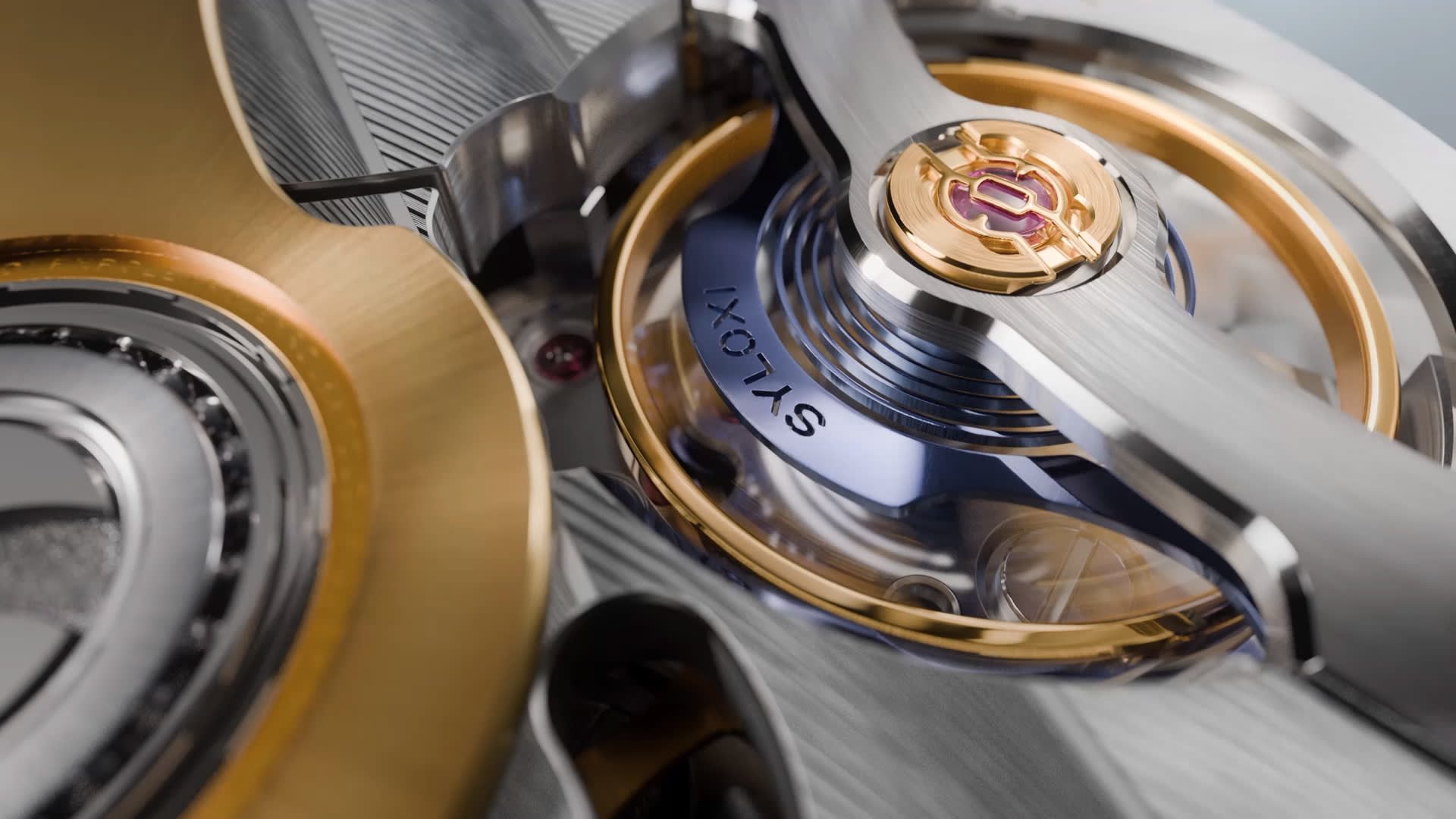 Macro of the Syloxi silicon hairspring and balance inside calibre 7190